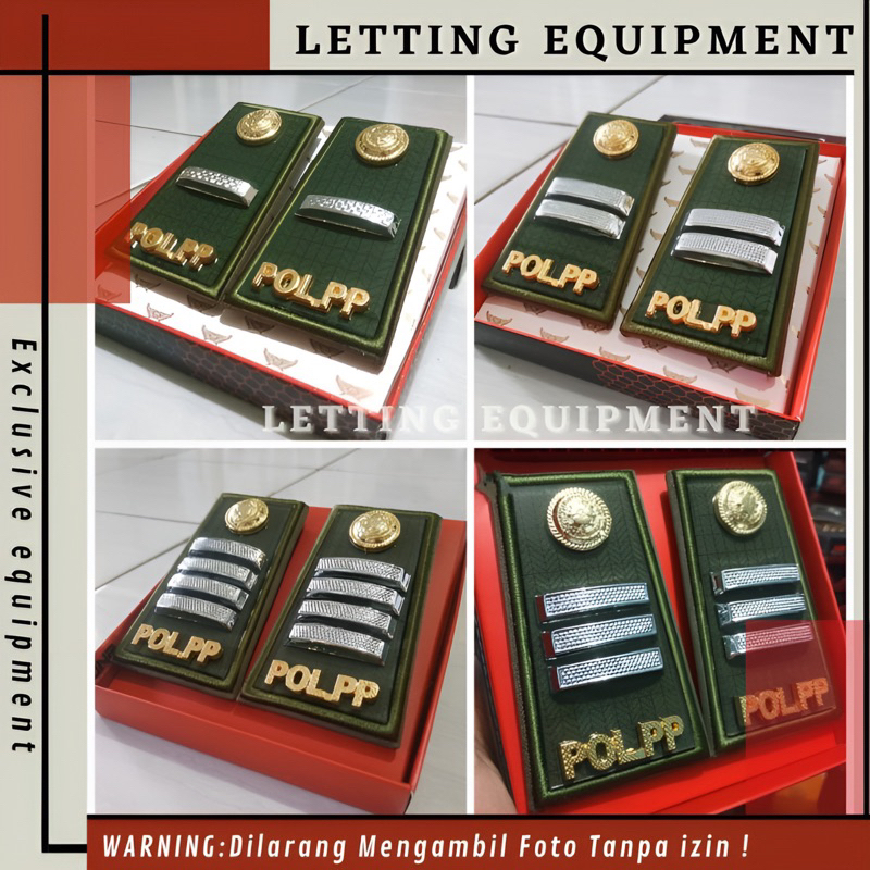 Pangkat POL PP pdh Golongan 2A 2B 2C 2D mika kilap lis bordir Logo Bulat Atribut Satpol pp Promo Ter