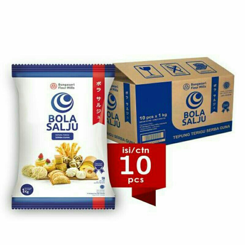 

Bungasari Bola Salju Tepung Terigu Premium Serba Guna 1 KG 1 Dus / Karton isi 10 Pcs