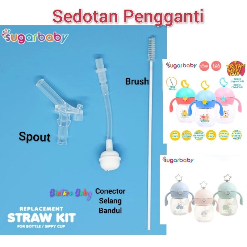 Sedotan Pengganti Sugarbaby Straw Replacement and Brush TSCMN280 / Sedotan Sugar baby Sippy Cup Tritan