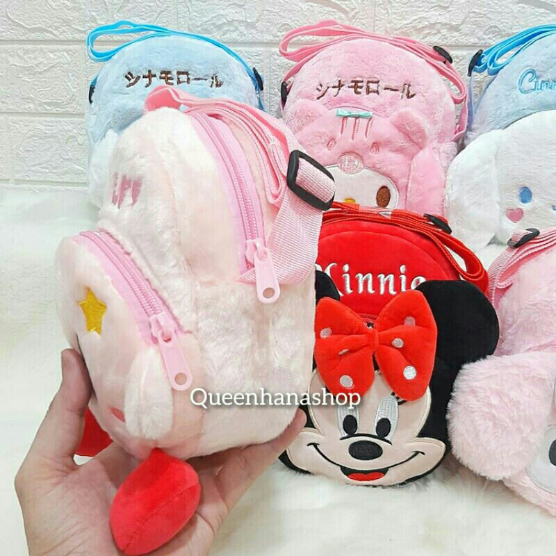 New Tas Selempang Anak Boneka Bulu Cute Karakter