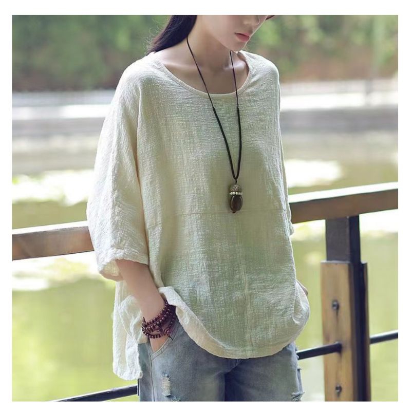 baju blouse bahan katun linen model longgar