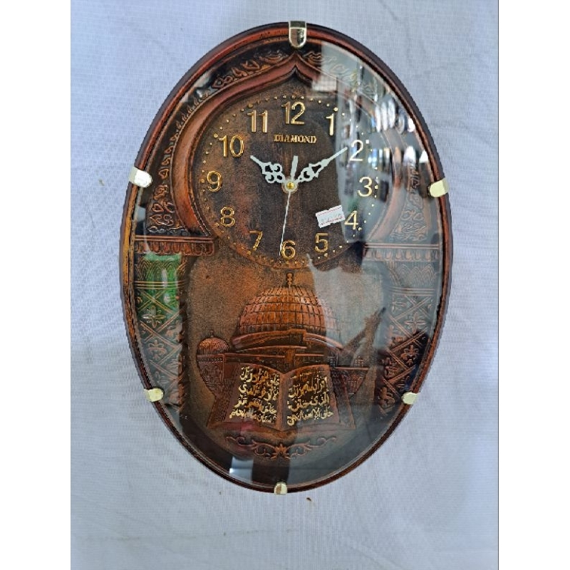 jam dinding diamond oval kaligrafi