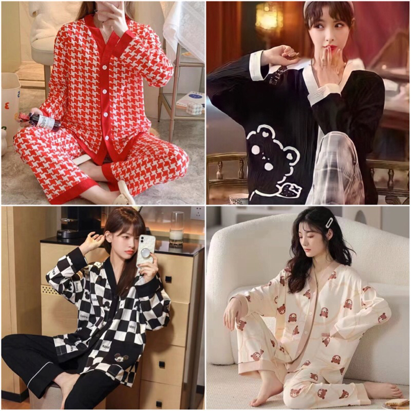 Homewear Import Kancing Longsleeve sleep.pajamass