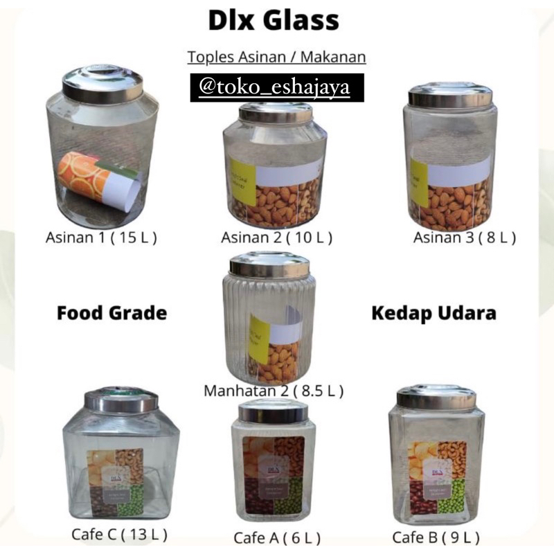 DLX GLASS - Toples Kaca / Toples Asinan Ukuran 6 8 9 10 13 15 Liter / Toples Asinan 1 2 3 / Toples K