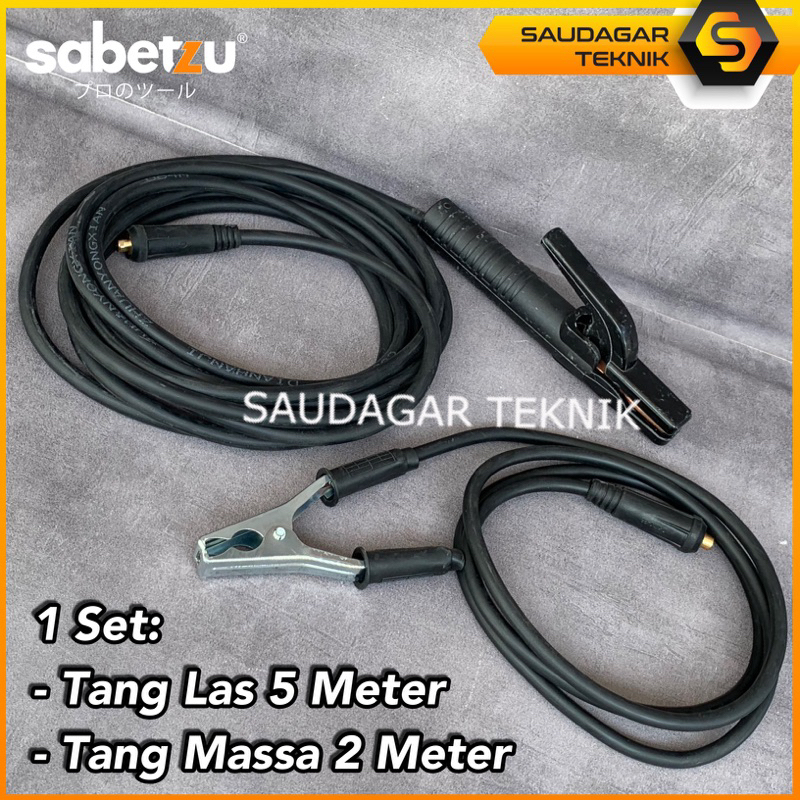 Tang Las Tang Massa Set Sabetzu Kabel Stang Las 5 Meter Kabel Stang Massa 2 Meter Earth Clamp Electrode Holder Set