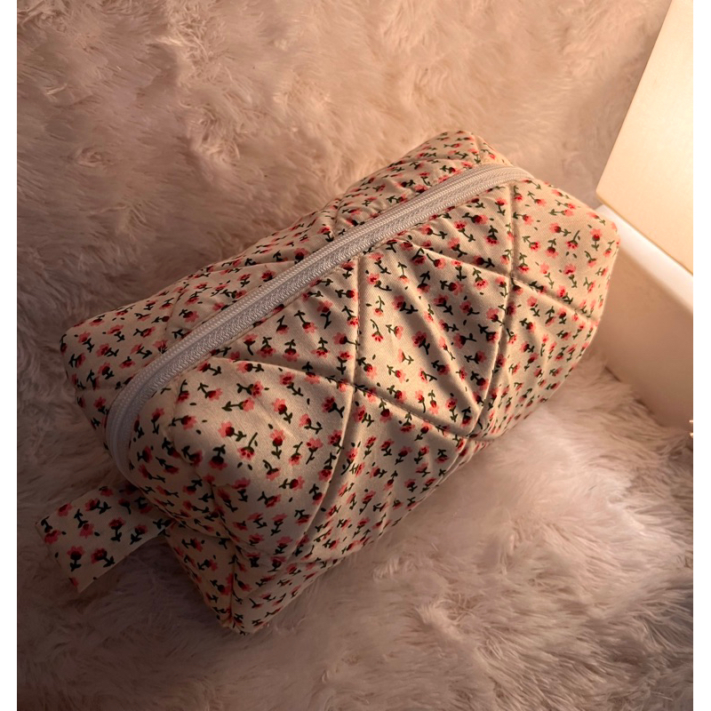 WSN Makeup Travel Pouch Multifungsi Gingham Coquette Cottagecore