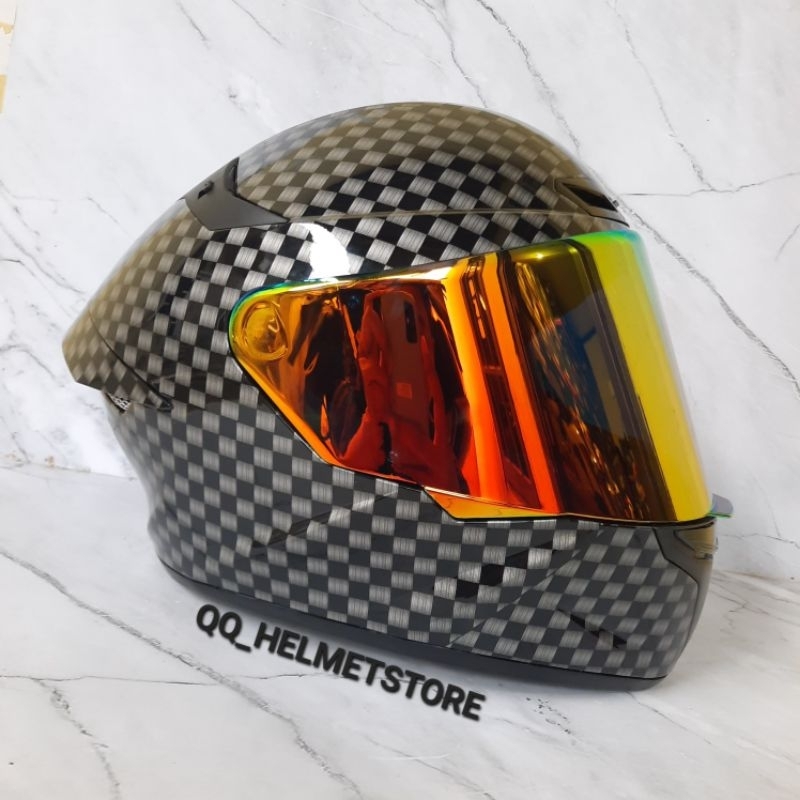KYT TT COURSE CARBON MOTIVE WD VISOR REDGOLD