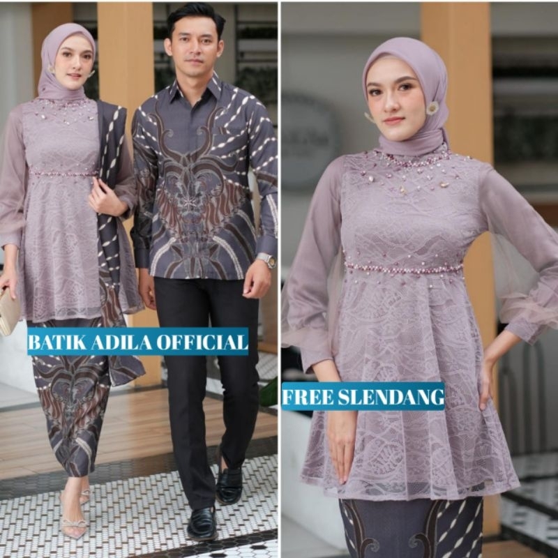 Couple Kebaya Modern Baju Wisuda Tunangan Lamaran Terbaru Baju Batik Brokat Couple nadine terbaru