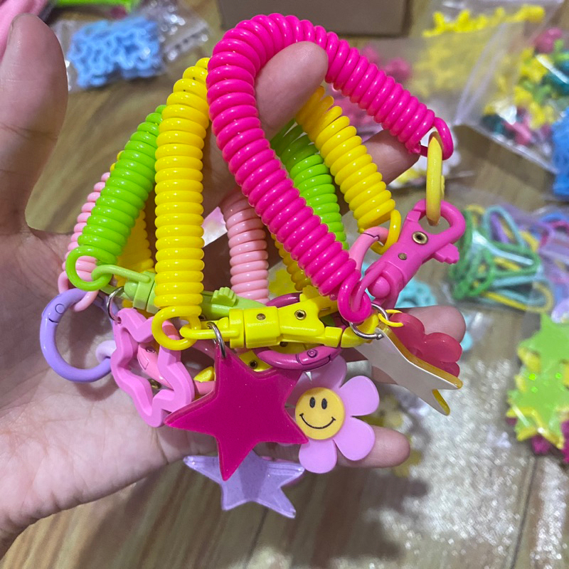 Colourfull Keychain Spiral Keychain Kpop Cute charms For bags