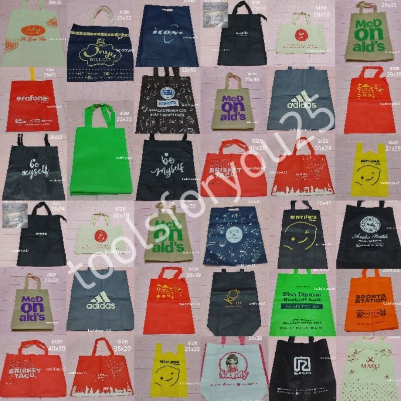 Totebag/Spunbond Sport Station,Mcd,Adidas,Koi,Happy Lemon,Naughty,Ramayana,Erafone dll