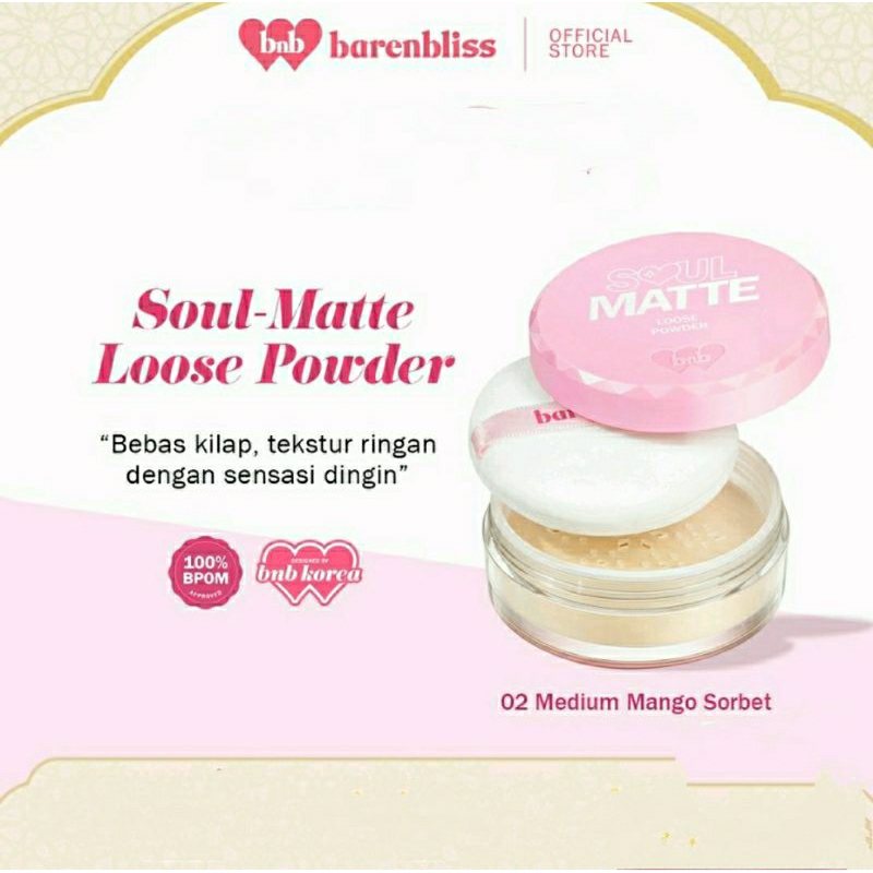 BNB Barenbliss Soul Matte Loose Powder| Bedak Tabur