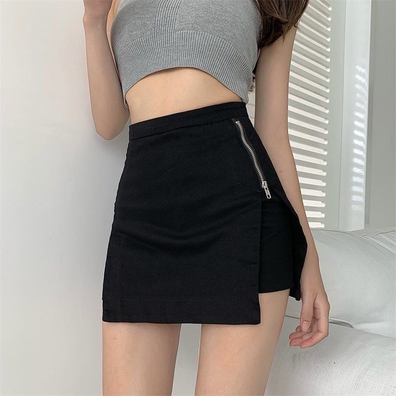 (S-XXL) DOUBLE ZIPPER skort rok celana highwaist 660S