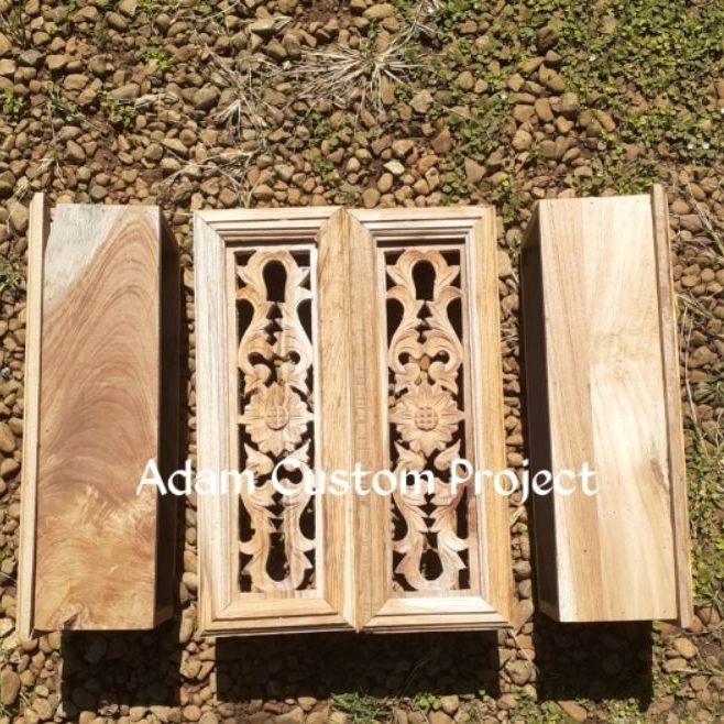 Loster Kayu Jati Motif Matahari 48 x 15 cm 1 muka