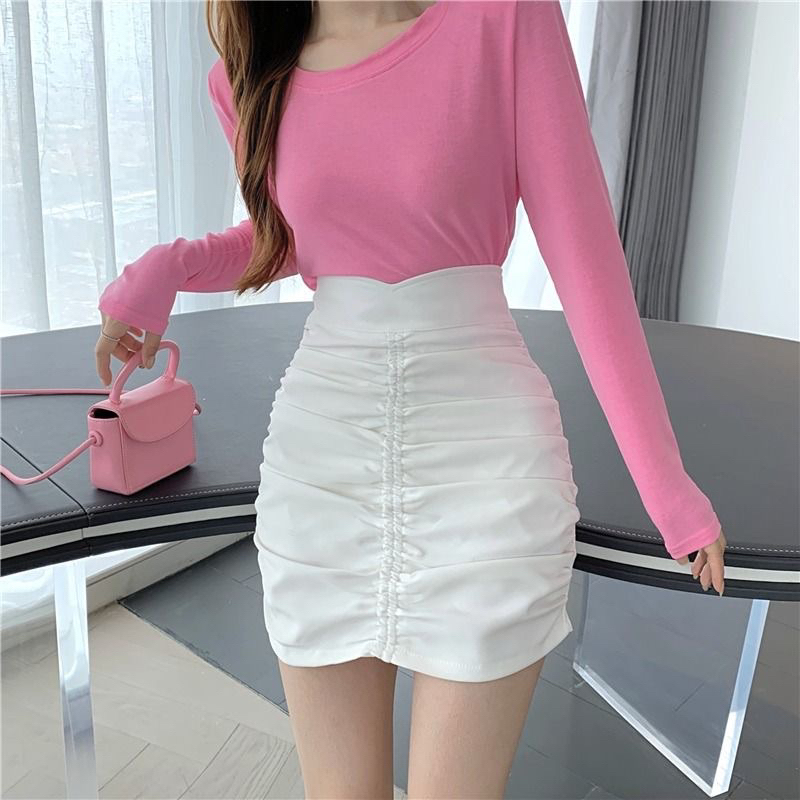 (S-XXL) SUPER HIGHWAIST ONE RUFFLE LINE SKIRT rok wanita