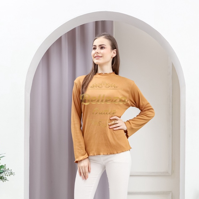 Belleza Outlet baju rajut Cardigan rajut atasan wanita  Kaos RIB Premium Belinda Kriwil