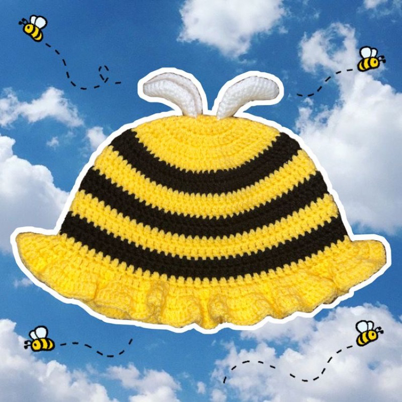topi rajut lebah / bee bucket hat