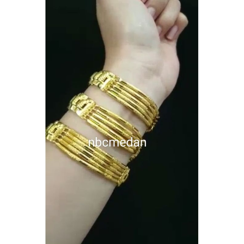 Gelang 5bambu  lapis emas 24k /replika, tahan lama,awet,persis seperti asli,tahan,cantik