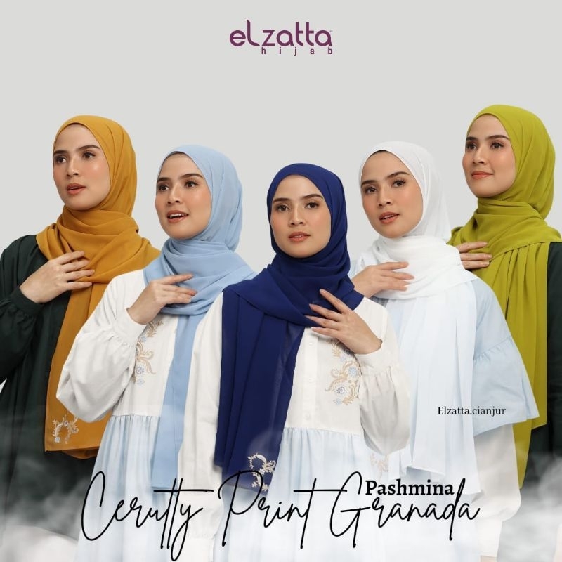 Pashmina Ceruti Polos Print Elzatta Pashmina Ceruty Print Granada