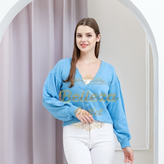 Belleza Outlet baju rajut Cardigan rajut atasan wanita Alice Crop Knit