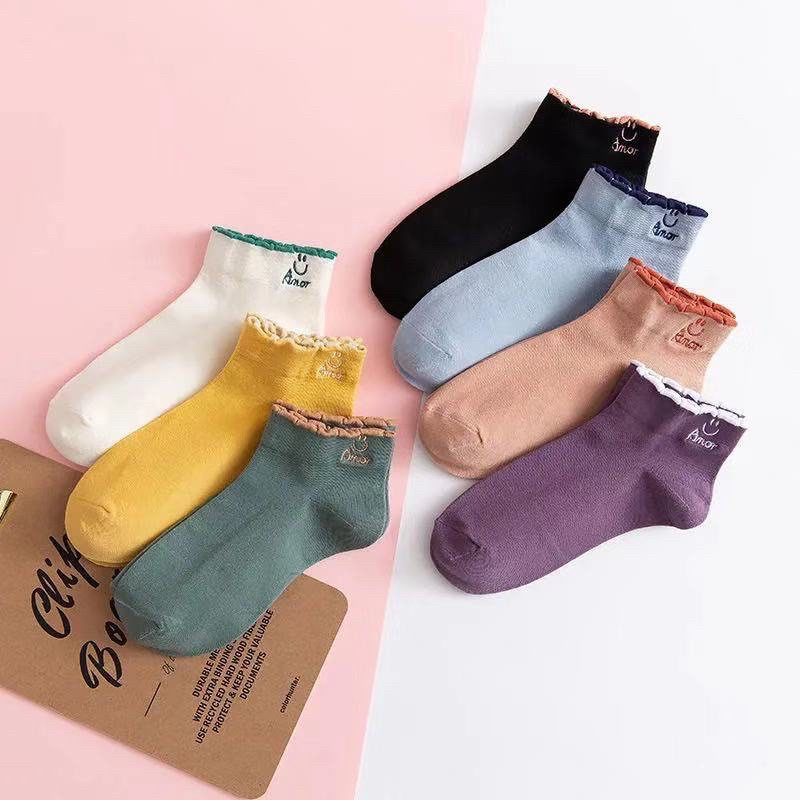 Kaos Kaki Amor Women Socks / Kaos Kaki Pendek Fashion Wanita / Kaos Kaki Pendek Motif Smile / Kaos Kaki Ankle Socks