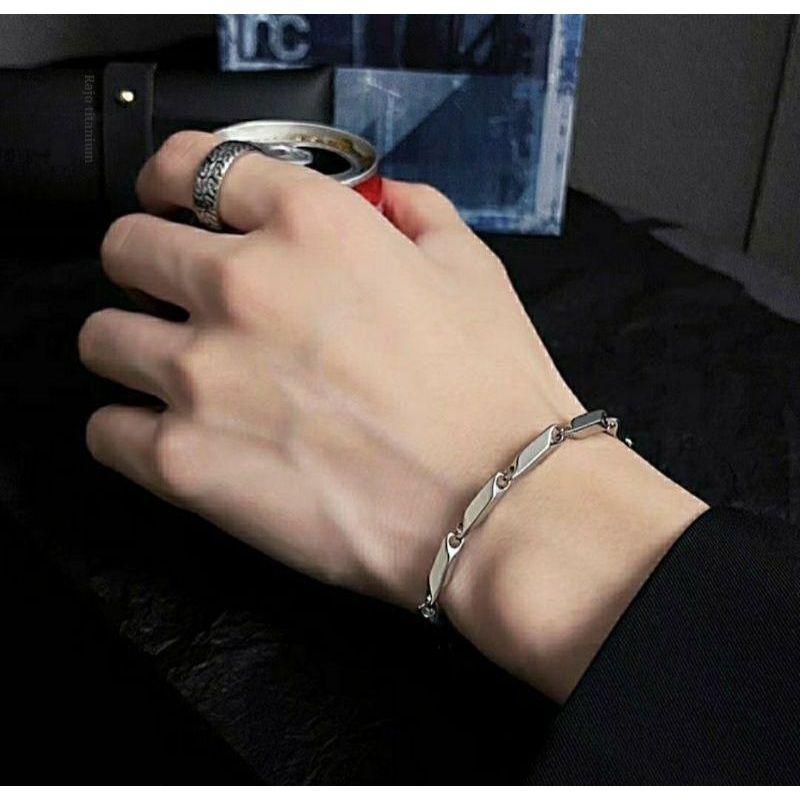 GELANG TITANIUM MOTIF BIJI PADI/GELANG PRIA WANITA FASHION