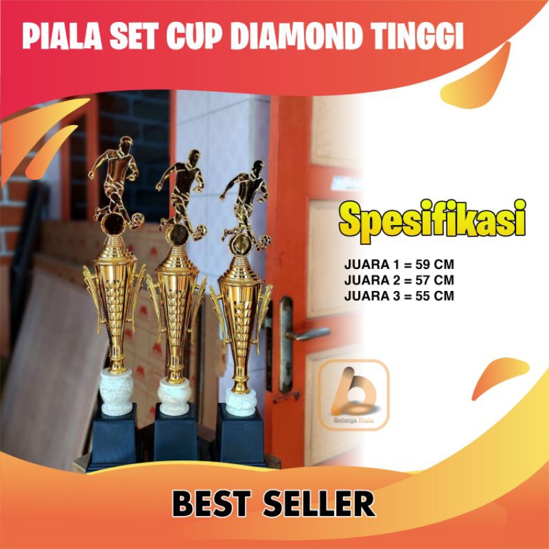 PIALA SEPAK BOLA SATU SET CUP DIAMOND TINGGI