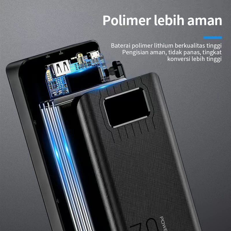 power bank 30000mAh pengisian cepat kapasitas besar port pengisian layar digital portabel yang kompatibel untuk semua telepon