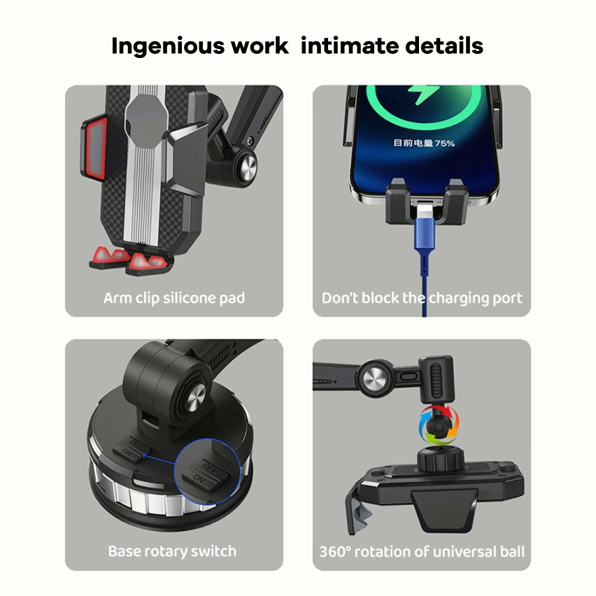 (COD) Car Phone Mount Phone Holder Car Phone Stand Suction Cup Stand Universal 360° Long Neck Pemegang Telefon Kere