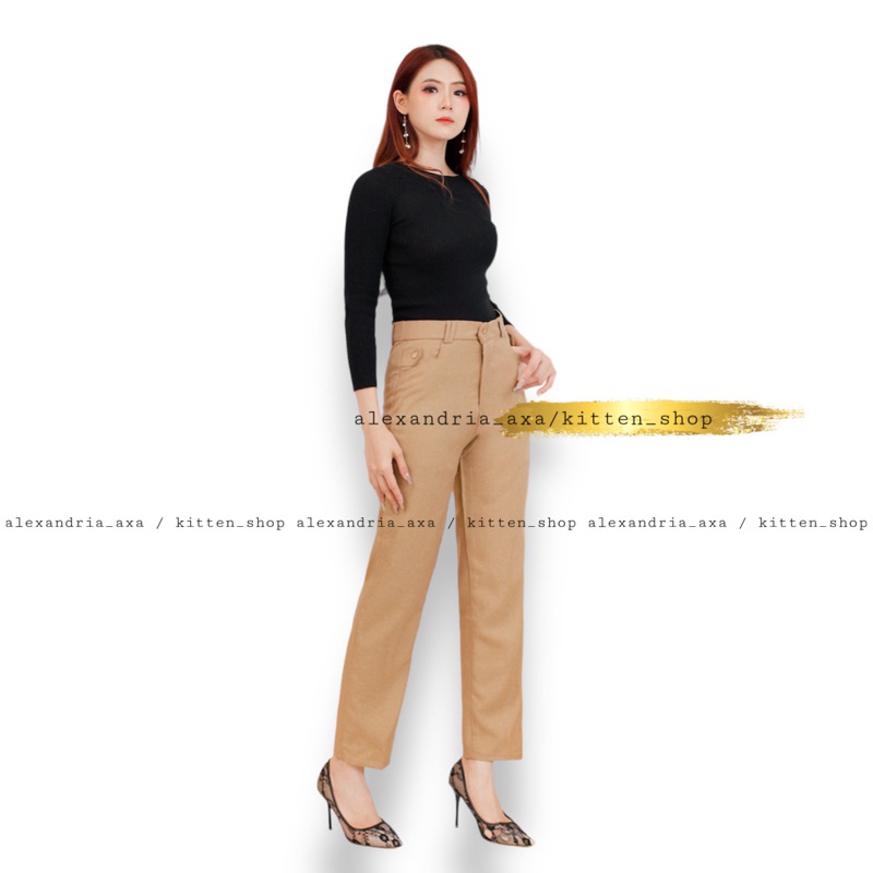 Celana Kerja Wanita Kantor Formal Bahan Dasar Kain Ukuran S-5XL Model slimfit standart