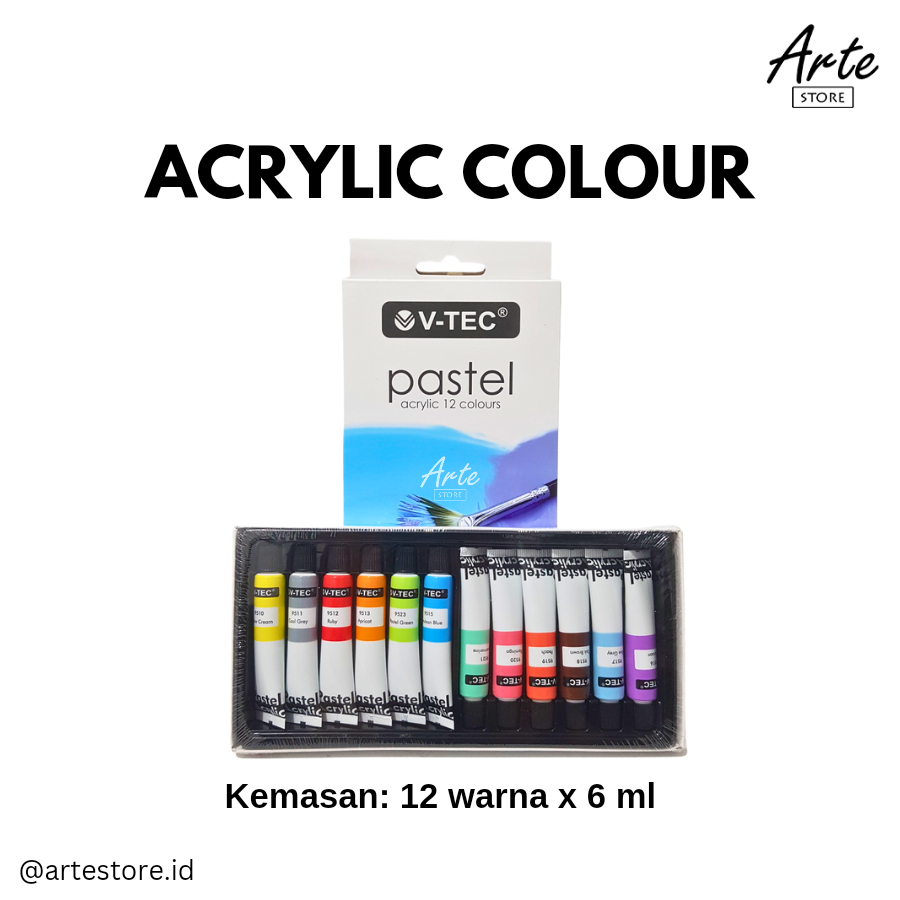 Cat Acrylic VTEC Pastel 12 Warna