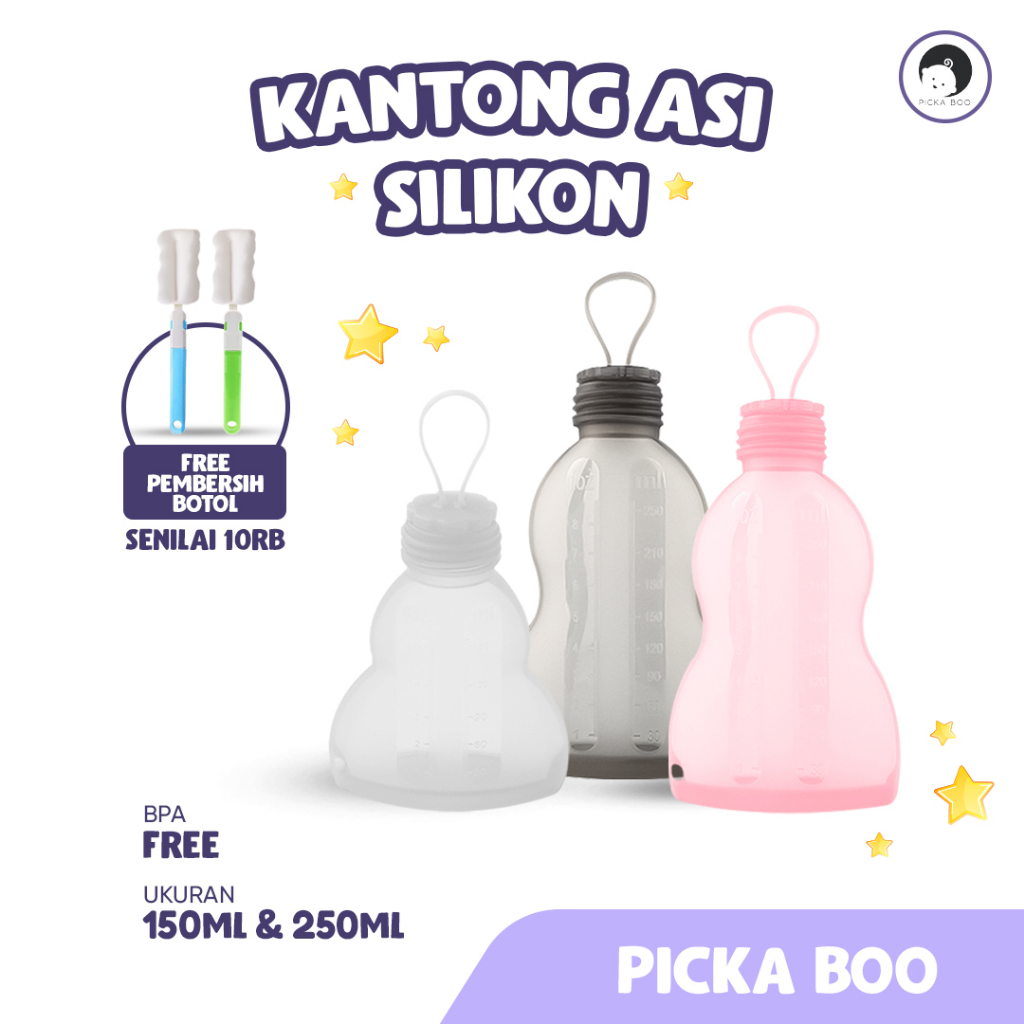 PICKA BOO Juice Reusable Breastmilk Bag  Kantong Asi Silikon FREE PEMBERSIH BOTOL