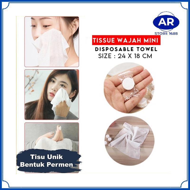 AR Tissue Handuk Mini Permen Travelling Liburan Kompress Towel Portable