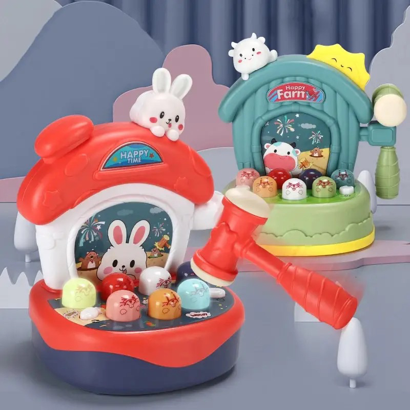 Mainan Pukul Tikus Lengkap Musik Piano Mini Whack A Mole With Farm Music Piano Happy Hamster