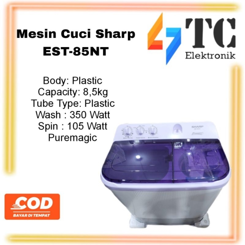 Mesin Cuci Sharp EST-85NT - 8.5kg
