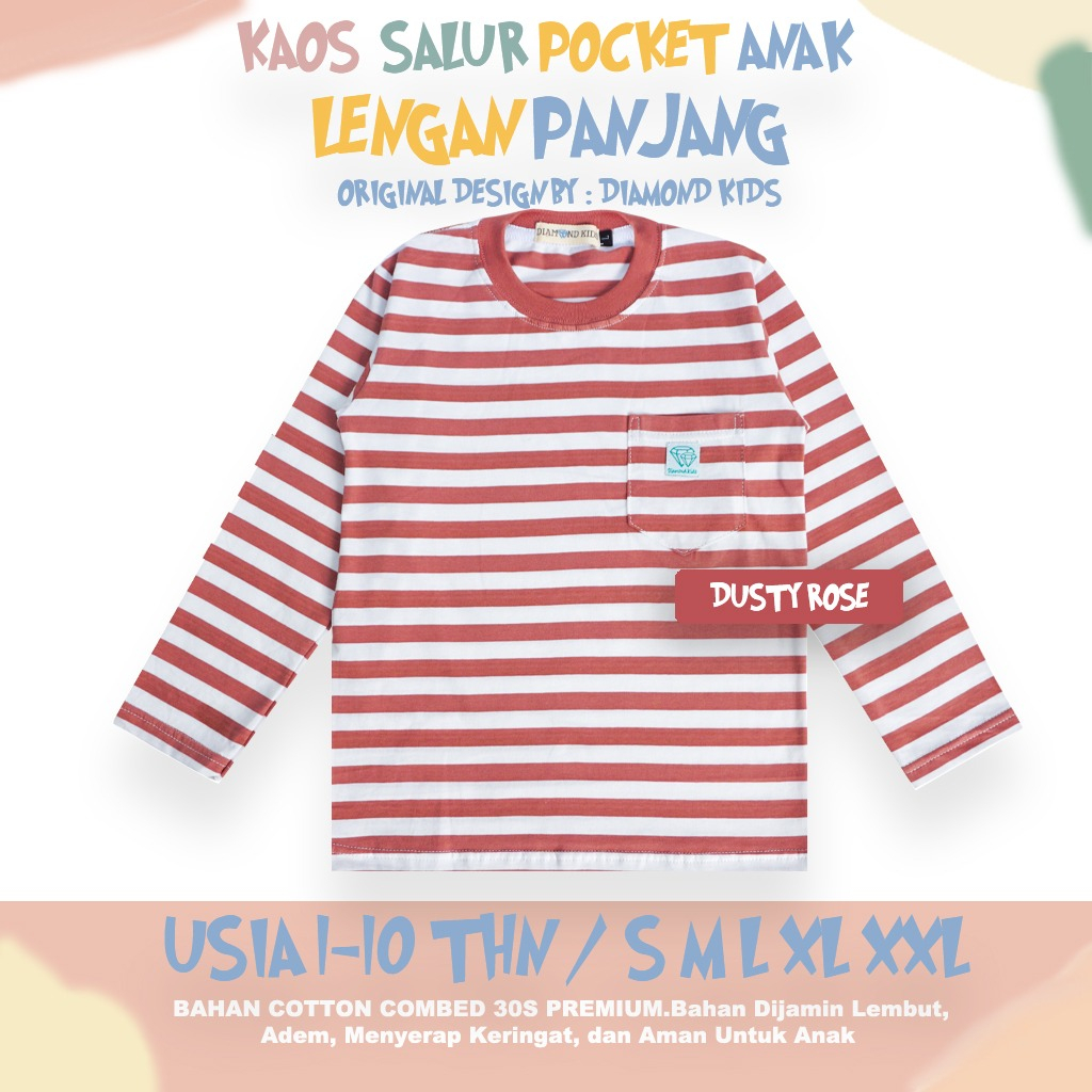 KAOS DISTRO ANAK MOTIF SALUR BELANG STRIPE GARIS BERGARIS TANGAN LENGAN PANJANG LUCU 1-10THN KAOS LAKI LAKI PEREMPUAN