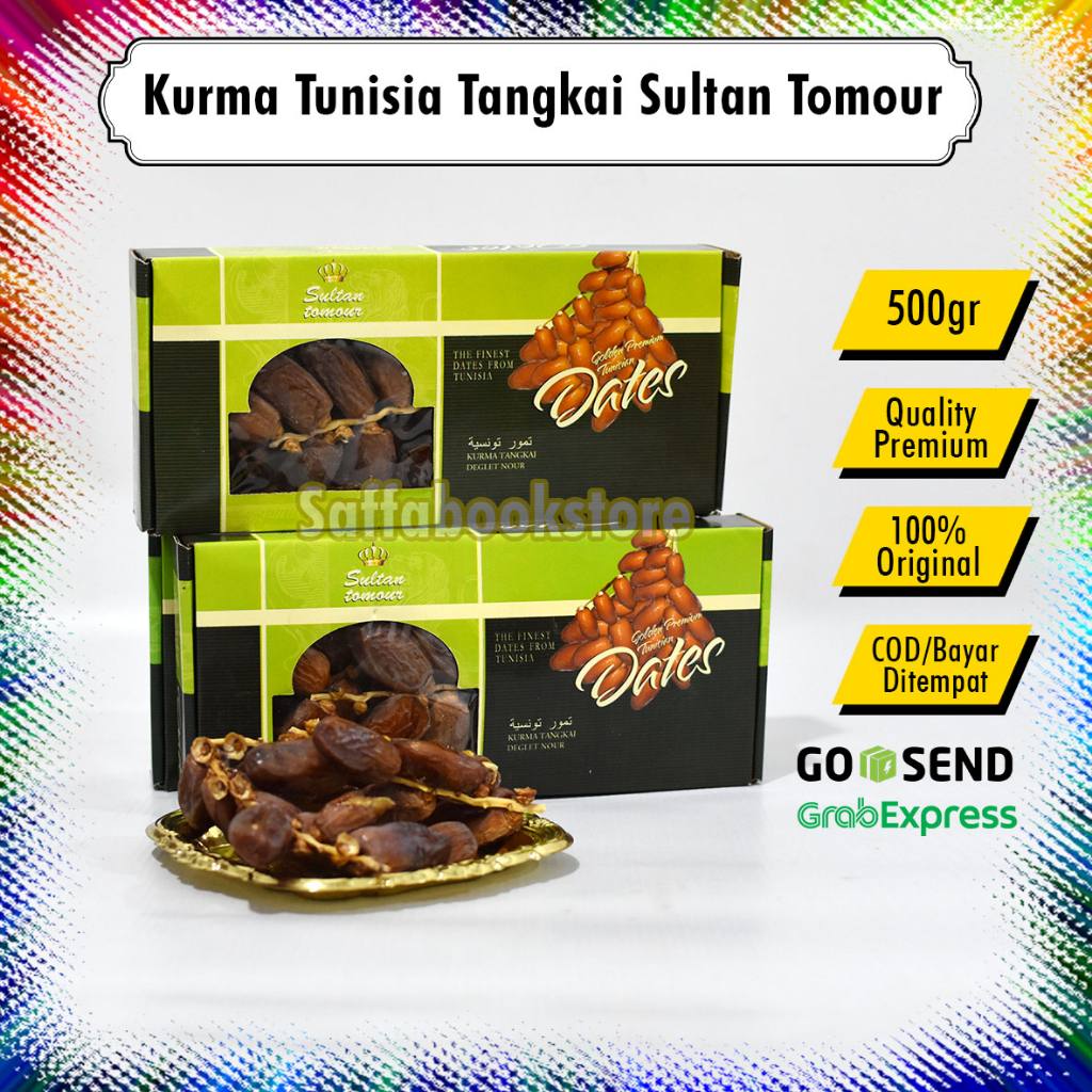 

Kurma Tunisia Tangkai Sultan Tomour Dates 100% Original Palm Fruit Golden Premium Quality 500gr