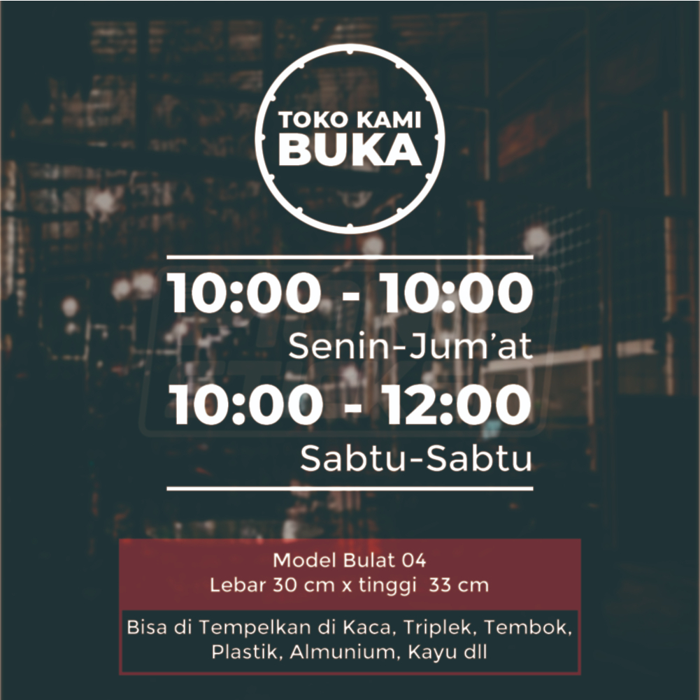 Stiker Kaca Dinding Wall Cutting Sticker Jadwal Buka Tutup Toko  Open Hours Hour Sign Cafe