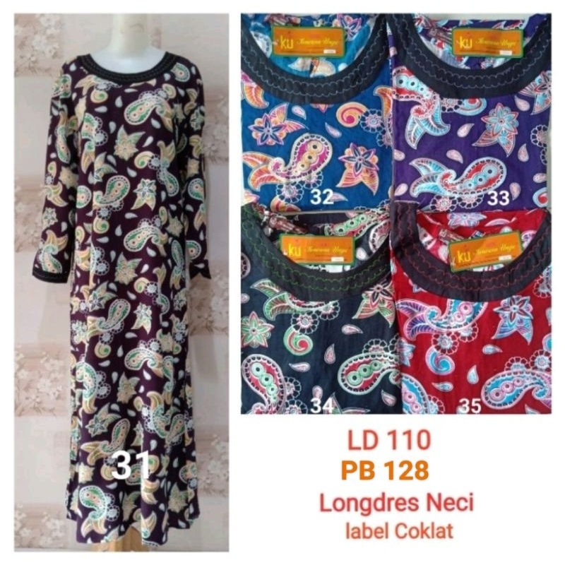 Longdres Neci LD 110 PB 128 Kencana Ungu label Coklat
