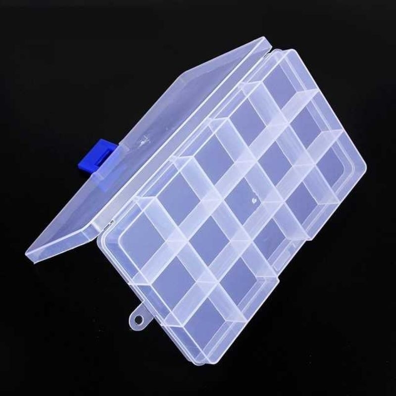 ALICE 15 Grid Kotak Penyimpanan Perhiasan Organizer Plastic Jewelry Box - AL85