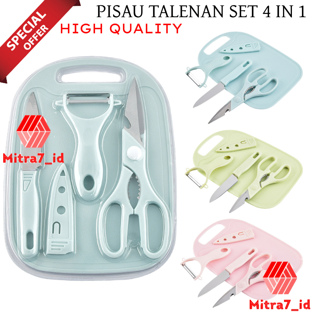 [M7] PISAU SET TALENAN 4 IN 1 / PISAU SET KERAMIK 4 IN 1 / PISAU BUAH DAPUR / PEELER PENGUPAS BUAH / PISAU SAYURAN / PISAU SET DAPUR LENGKAP