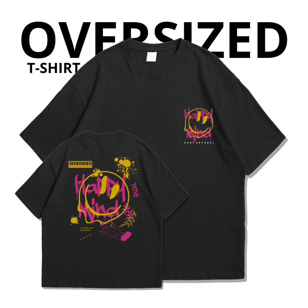 Kaos Oversize Skuy Dewasa Hitam Unisex | Happy mind SKY153