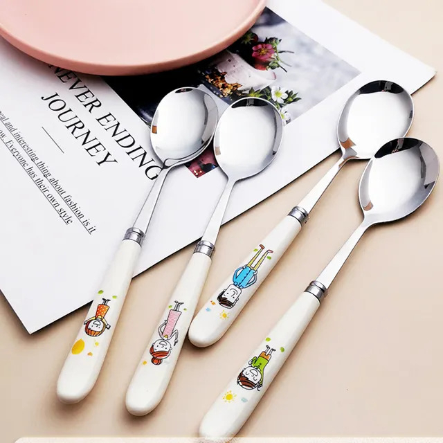 Sendok Makan Korea Motif Stainless Steel Sus 304 Premium Korean Spoon Makanan Alat Makan Karakter Motif TERMURAH TERLARIS