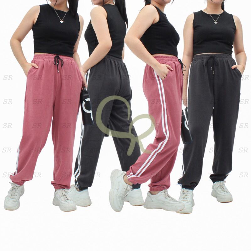 Celana Jogger Wanita Import Premium Suede Stretch