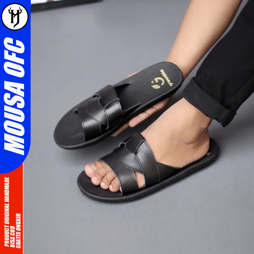 MOUSA TARO - Sandal Slide Kulit Asli Dewasa Slop Pria