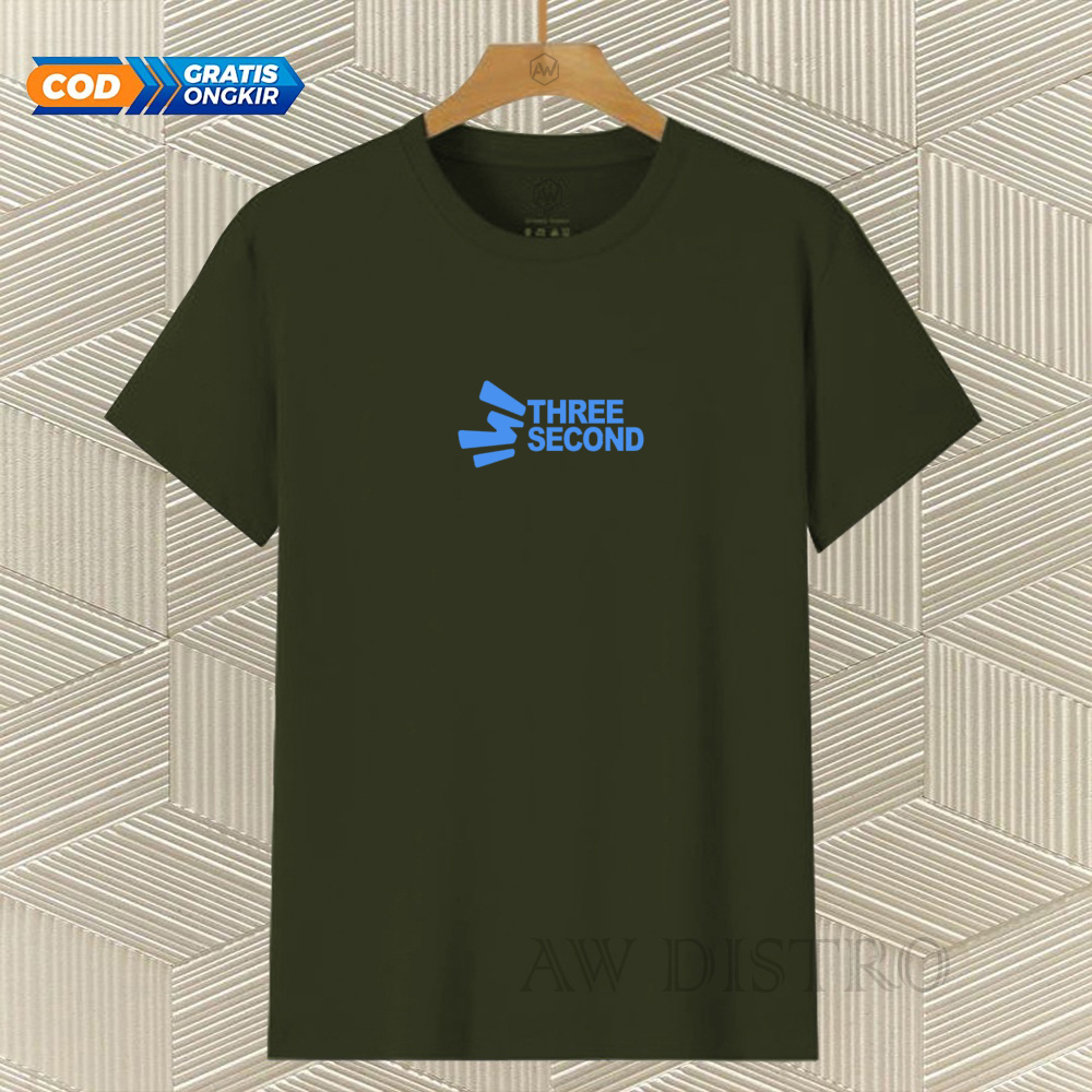 COD Baju Kaos Distro Thresec Text Sky Blue Premium Quality Lengan Pendek