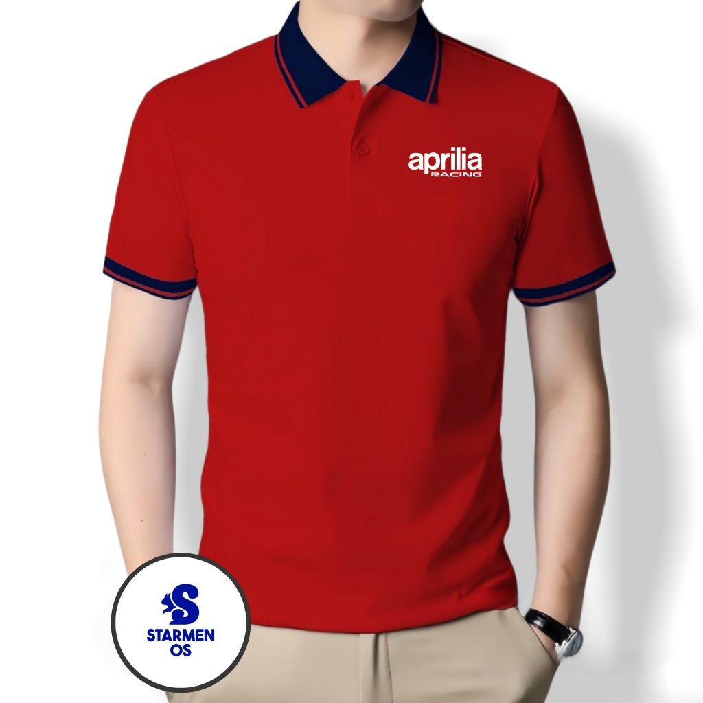 Kaos Wangki Polo Atasan Tshirt Pria Kerah Wangki Big List APRlLIA RACING