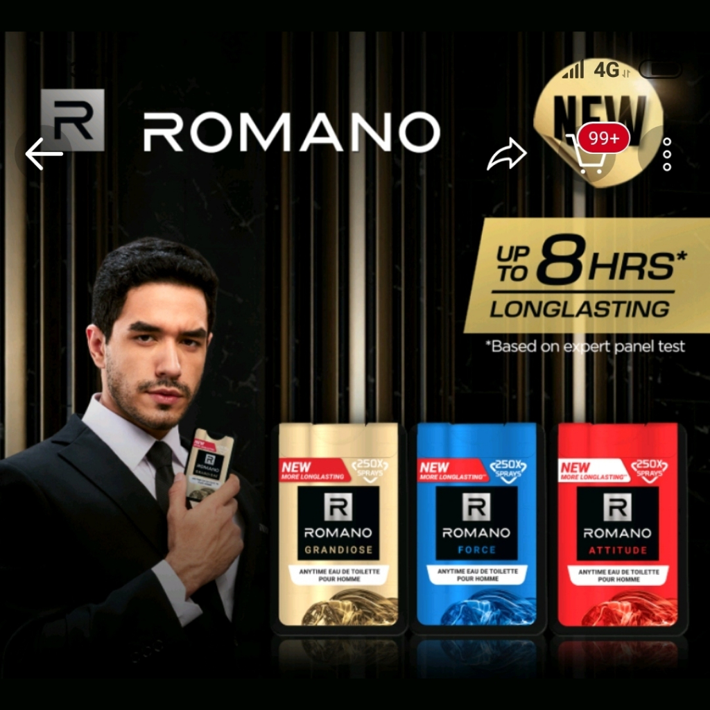 Romano Eau De Cologne EDC Parfum Cowok Kemasan Pocket Saku Classic Force Attitude 18 ml