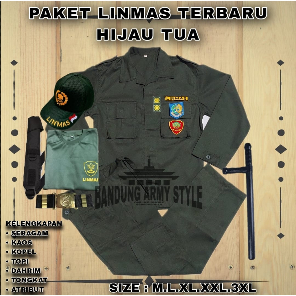 SERAGAM LINMAS. PAKAIAN LINMAS. SERAGAM HANSIP TERBARU .LINMAS HIJAU ARMY ,STELAN LINMAS.PAKETAN LINMAS.SERAGAM LINMAS TERBARURU