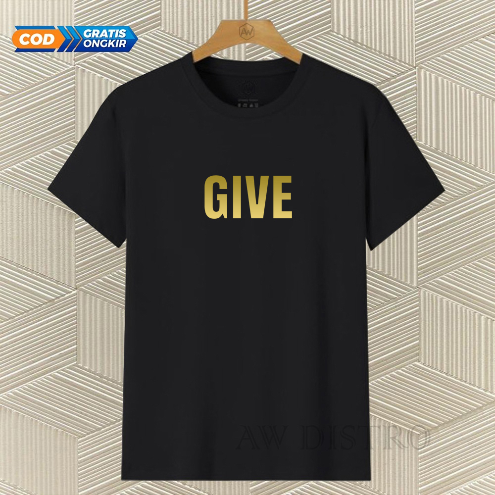 COD Baju Kaos Distro Give Text Gold Premium Quality Lengan Pendek