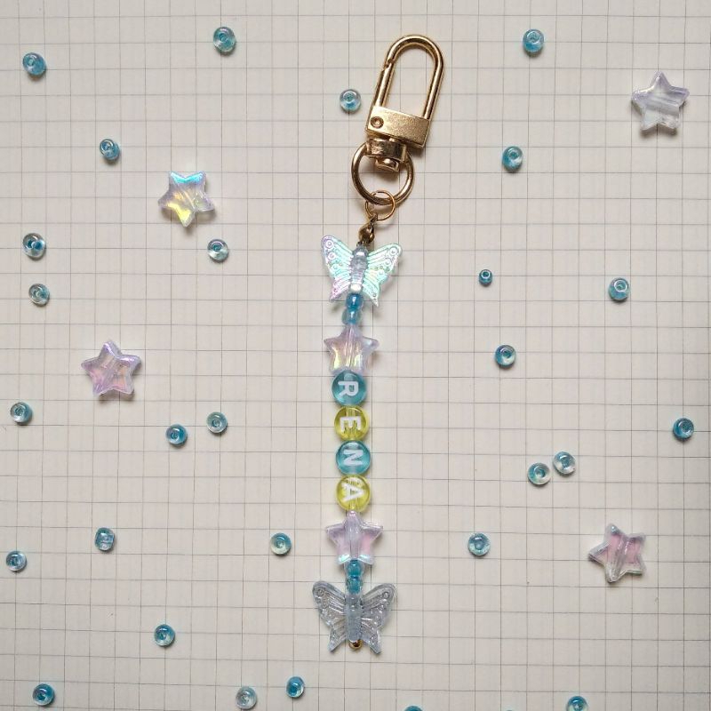 (Single) Custom Beads Keychain | Custom Beads Keyring | Gantungan Kunci Manik-manik